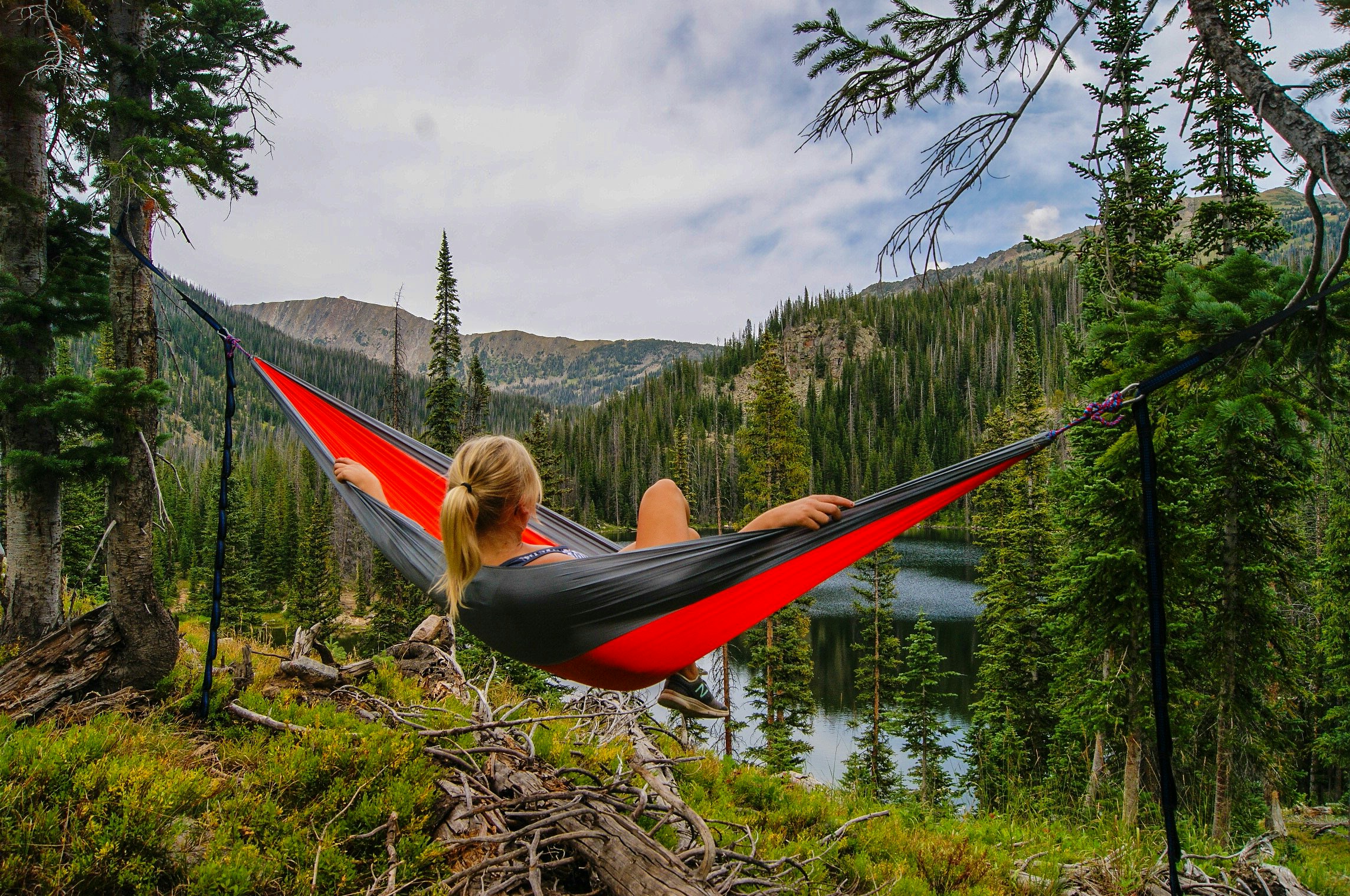 Woman relaxing on hammock